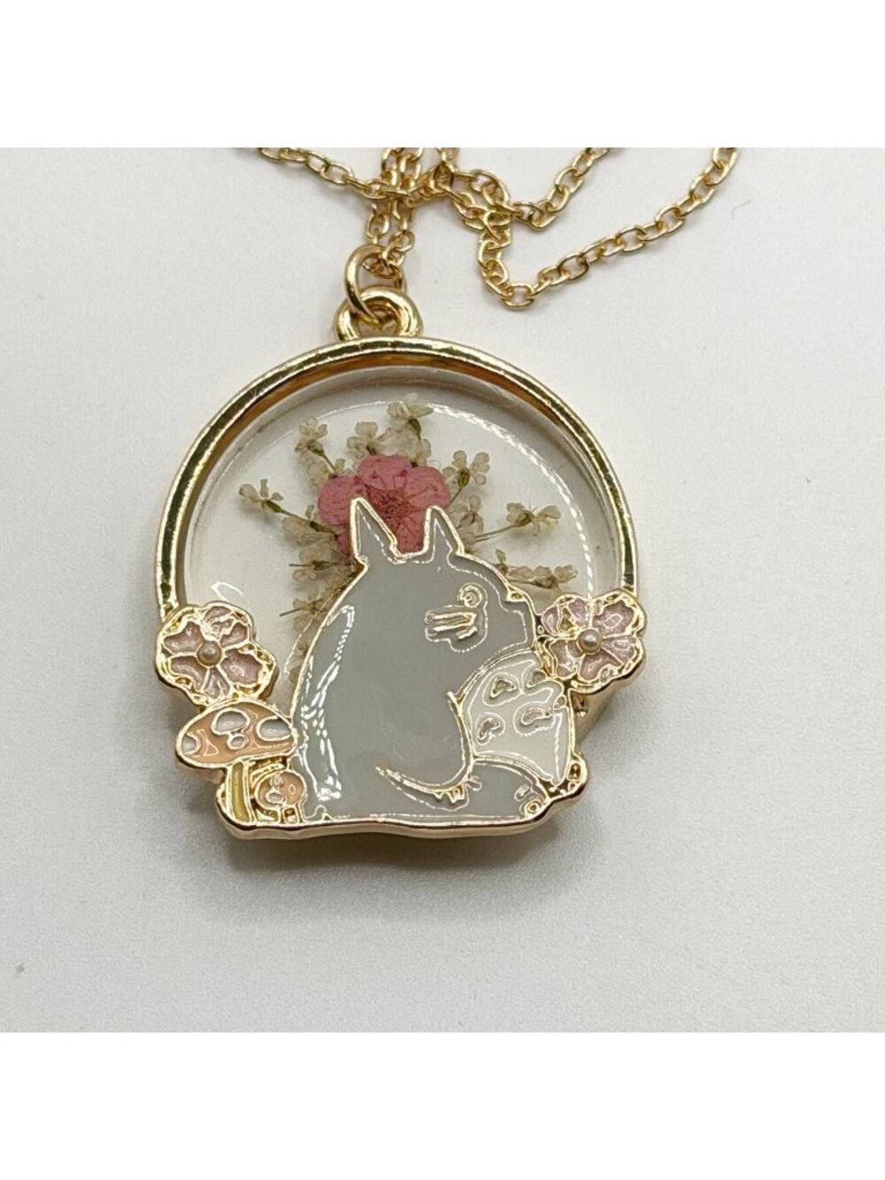 Studio Ghibli My Neighbor Totoro Sakura Dried Flower Pendant Necklace